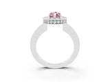 White gold Pear Cut Halo Diamond Engagement Ring with Milgrain Pave Band and Four-Prong Setting_3