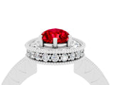 White gold Pear Cut Halo Diamond Engagement Ring with Milgrain Pave Band and Four-Prong Setting_4