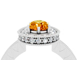 White gold Pear Cut Halo Diamond Engagement Ring with Milgrain Pave Band and Four-Prong Setting_4