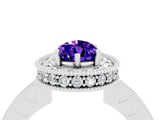 White gold Pear Cut Halo Diamond Engagement Ring with Milgrain Pave Band and Four-Prong Setting_4