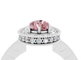 White gold Pear Cut Halo Diamond Engagement Ring with Milgrain Pave Band and Four-Prong Setting_4