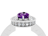 White gold Pear Cut Halo Diamond Engagement Ring with Milgrain Pave Band and Four-Prong Setting_4