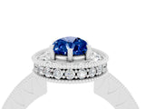 White gold Pear Cut Halo Diamond Engagement Ring with Milgrain Pave Band and Four-Prong Setting_4