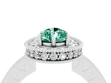 White gold Pear Cut Halo Diamond Engagement Ring with Milgrain Pave Band and Four-Prong Setting_4