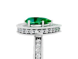 White gold Pear Cut Halo Diamond Engagement Ring with Milgrain Pave Band and Four-Prong Setting_5