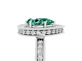 White gold Pear Cut Halo Diamond Engagement Ring with Milgrain Pave Band and Four-Prong Setting_5