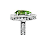 White gold Pear Cut Halo Diamond Engagement Ring with Milgrain Pave Band and Four-Prong Setting_5