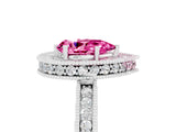 White gold Pear Cut Halo Diamond Engagement Ring with Milgrain Pave Band and Four-Prong Setting_5