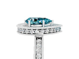 White gold Pear Cut Halo Diamond Engagement Ring with Milgrain Pave Band and Four-Prong Setting_5