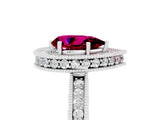 White gold Pear Cut Halo Diamond Engagement Ring with Milgrain Pave Band and Four-Prong Setting_5