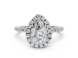 White gold Pear Cut Halo Diamond Engagement Ring with Pave Band and Four-Prong Setting_21