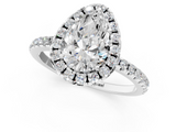 White gold Pear Cut Halo Diamond Engagement Ring with Pave Band and Four-Prong Setting_22