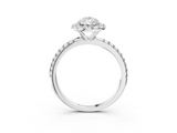 White gold Pear Cut Halo Diamond Engagement Ring with Pave Band and Four-Prong Setting_24