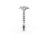 White gold Pear Cut Halo Diamond Engagement Ring with Pave Band and Four-Prong Setting_59