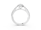 White gold Pear Cut Halo Diamond Engagement Ring with Pave Band and Four-Prong Setting_60