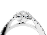 White gold Pear Cut Halo Diamond Engagement Ring with Pave Band and Four-Prong Setting_61
