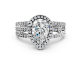 White gold Pear Cut Halo Diamond Engagement Ring with Split Shank and Four-Prong Setting_26