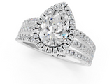White gold Pear Cut Halo Diamond Engagement Ring with Split Shank and Four-Prong Setting_27