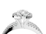 White gold Pear Cut Halo Diamond Engagement Ring with Split Shank and Four-Prong Setting_30