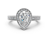 White gold Pear Cut Halo Diamond Pave Band Ring with Four-Prong Setting_81