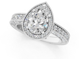 White gold Pear Cut Halo Diamond Pave Band Ring with Four-Prong Setting_82