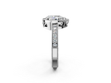 White gold Pear Cut Halo Diamond Pave Band Ring with Four-Prong Setting_83