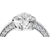 White gold Pear Cut Halo Diamond Pave Band Ring with Four-Prong Setting_85