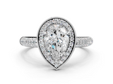 White gold Pear Cut Halo Diamond Pave Band with Four-Prong Setting_67