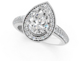 White gold Pear Cut Halo Diamond Pave Band with Four-Prong Setting_68
