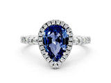 White gold Pear Cut Halo Diamond Pave Band with Prong Setting