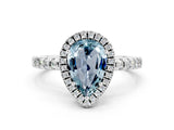 White gold Pear Cut Halo Diamond Pave Band with Prong Setting