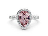 White gold Pear Cut Halo Diamond Pave Band with Prong Setting