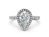 White gold Pear Cut Halo Diamond Pave Band with Prong Setting_12