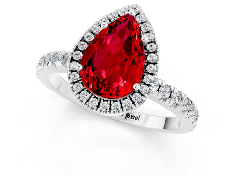White gold Pear Cut Halo Diamond Pave Band with Prong Setting_1