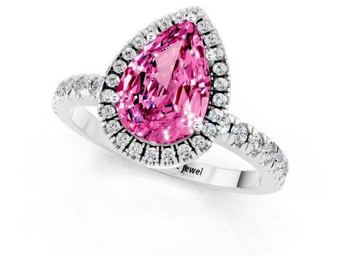 White gold Pear Cut Halo Diamond Pave Band with Prong Setting_1