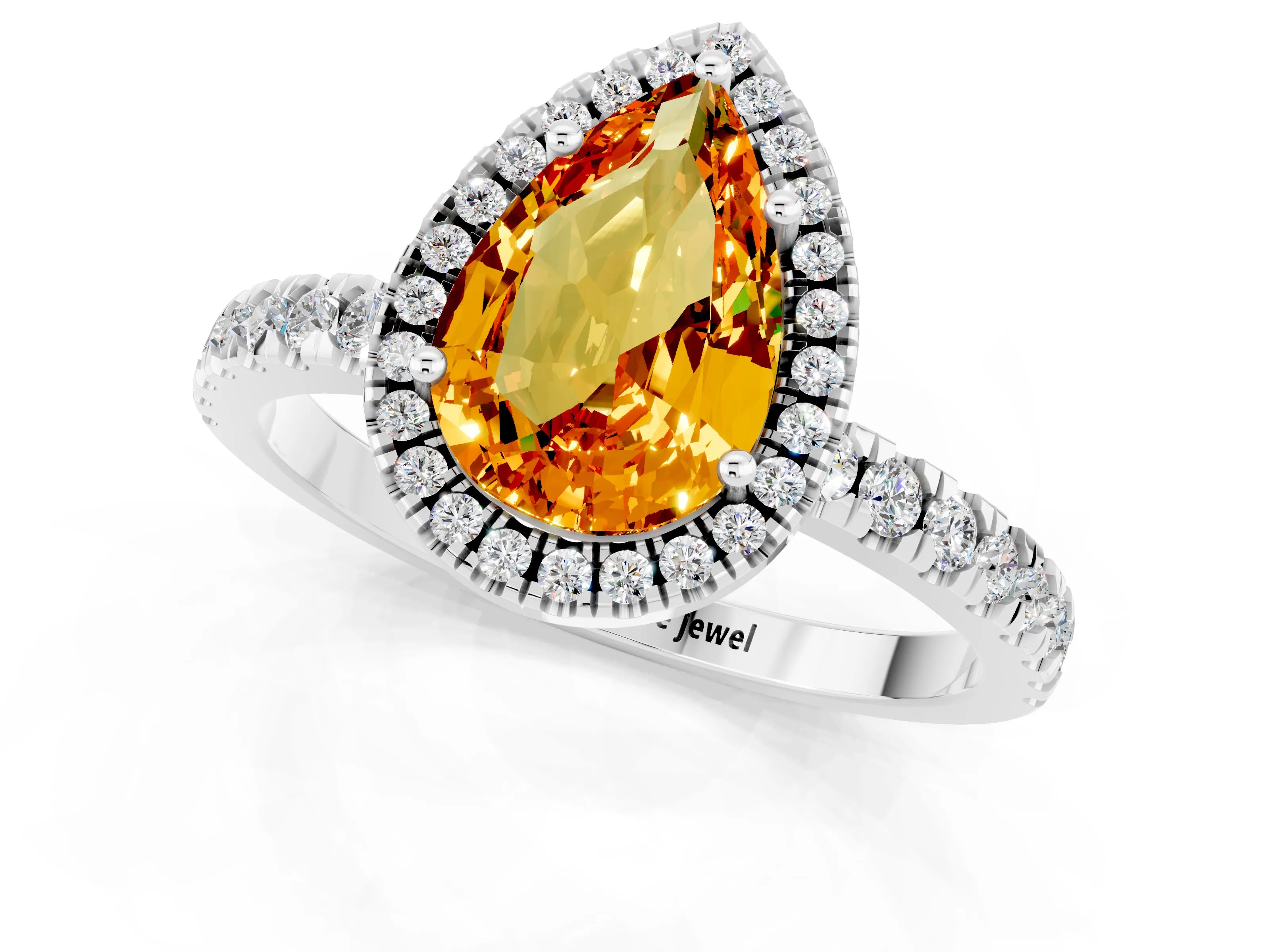 White gold Pear Cut Halo Diamond Pave Band with Prong Setting_1