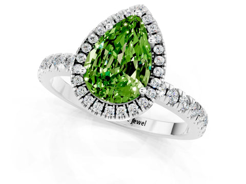 White gold Pear Cut Halo Diamond Pave Band with Prong Setting_1