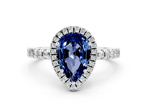 White gold Pear Cut Halo Diamond Pave Band with Prong Setting
