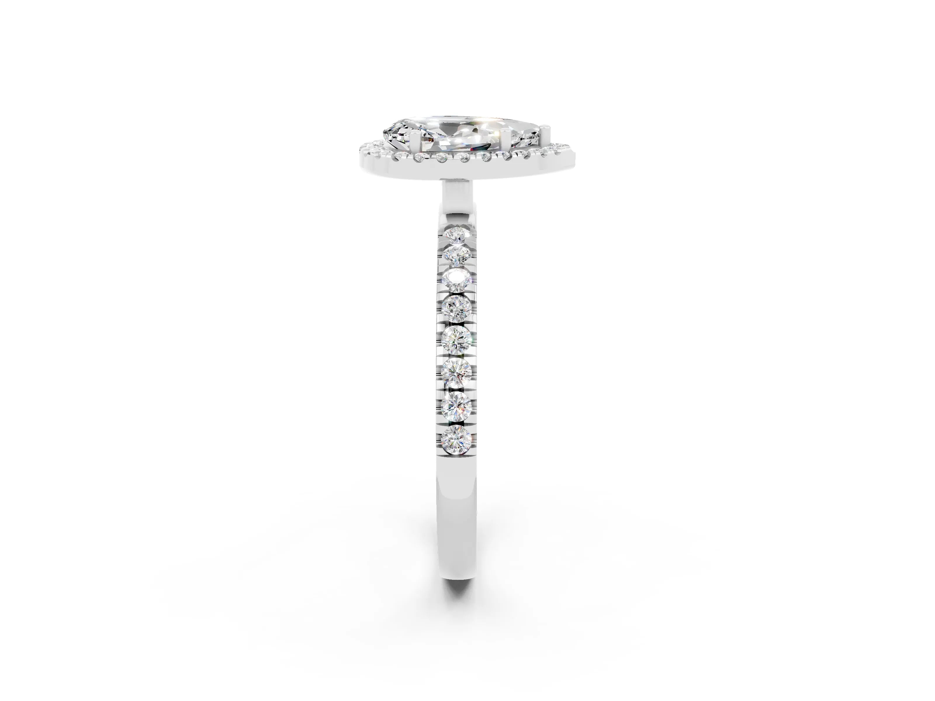 White gold Pear Cut Halo Diamond Pave Band with Prong Setting_2