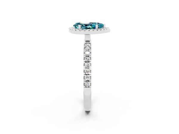 White gold Pear Cut Halo Diamond Pave Band with Prong Setting