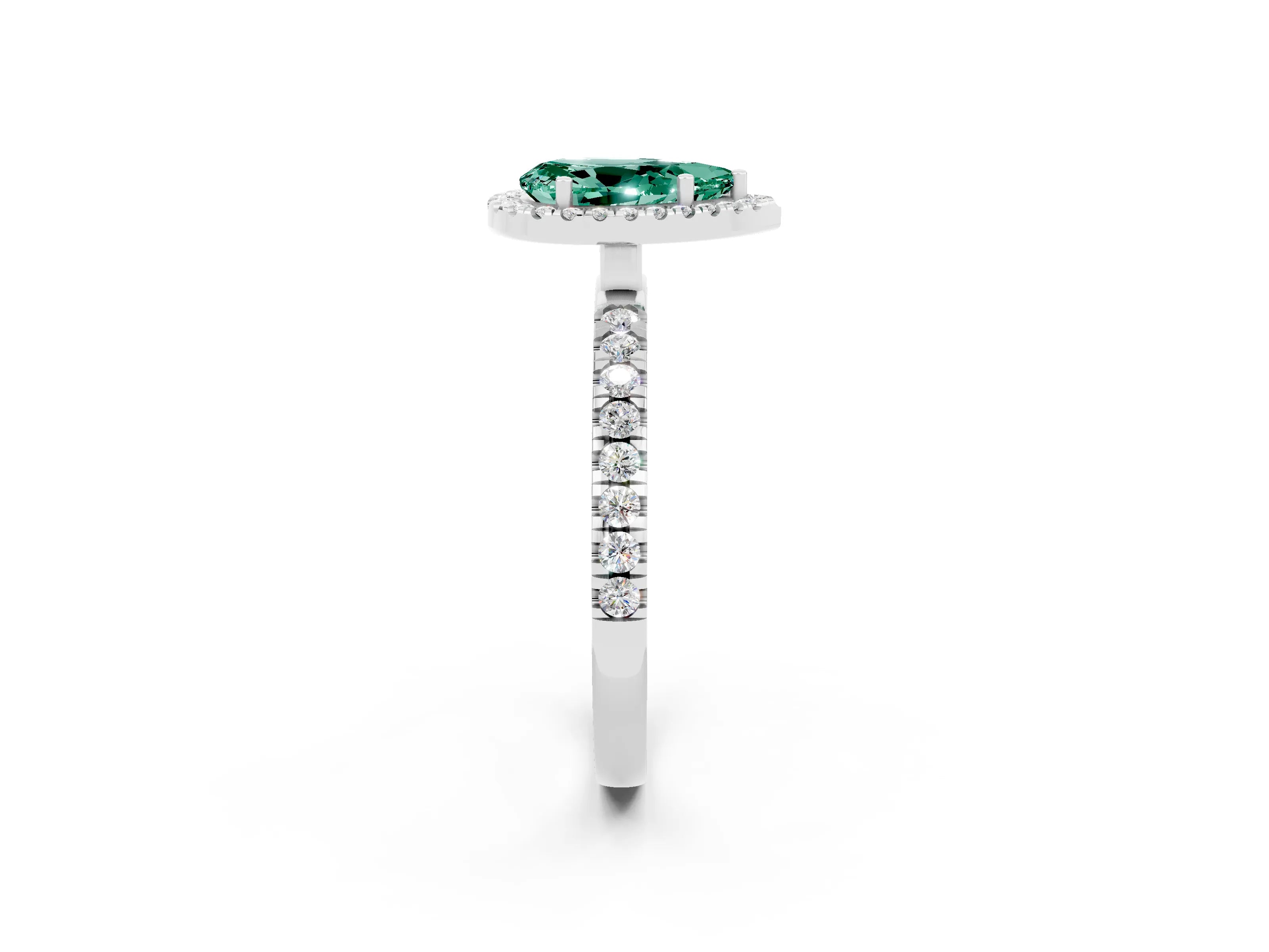 White gold Pear Cut Halo Diamond Pave Band with Prong Setting_2