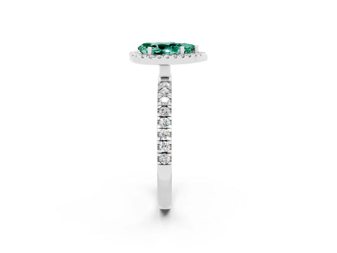 White gold Pear Cut Halo Diamond Pave Band with Prong Setting_2