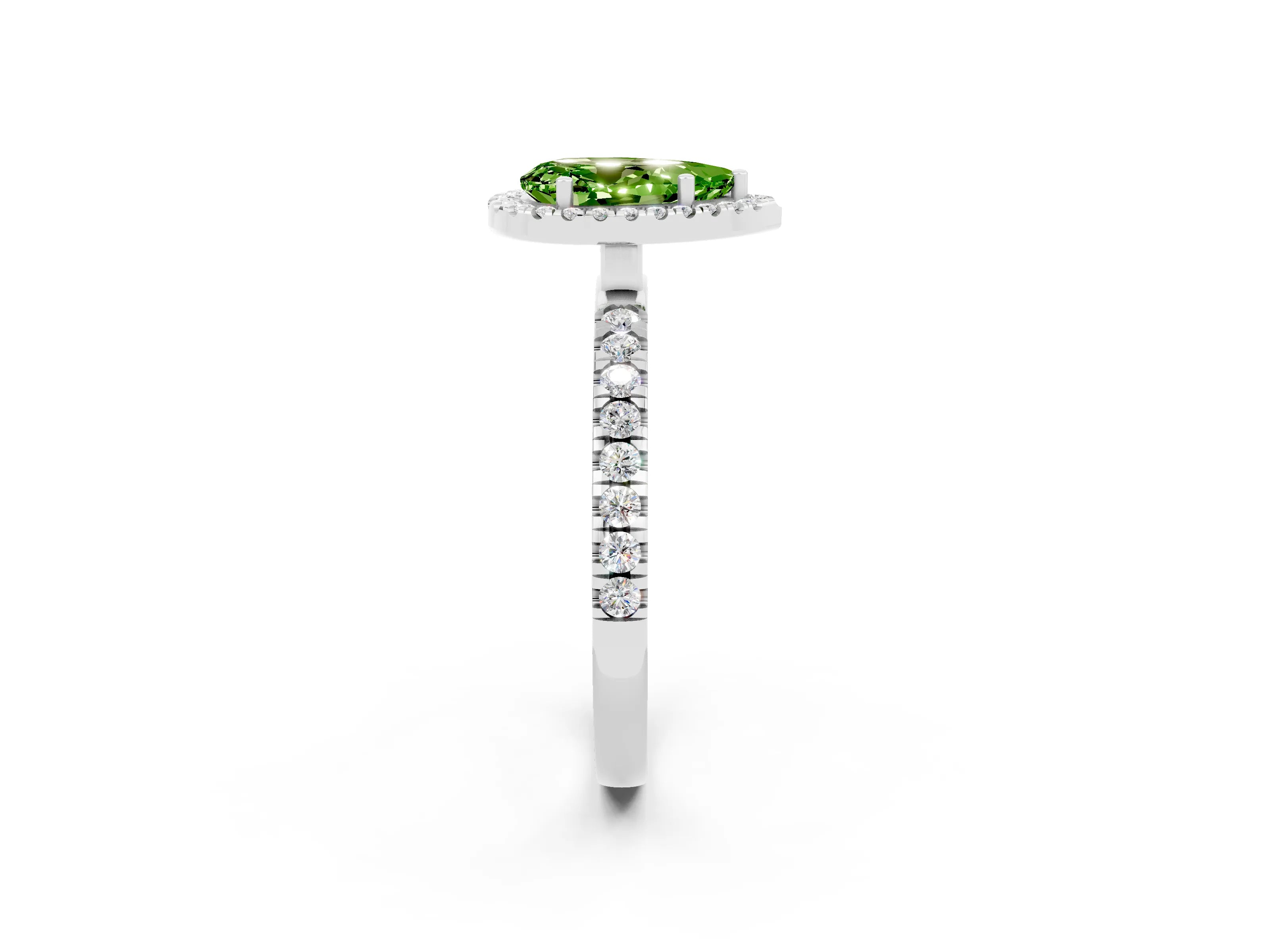 White gold Pear Cut Halo Diamond Pave Band with Prong Setting_2