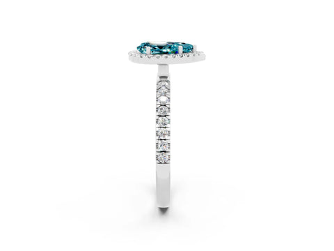 White gold Pear Cut Halo Diamond Pave Band with Prong Setting_2
