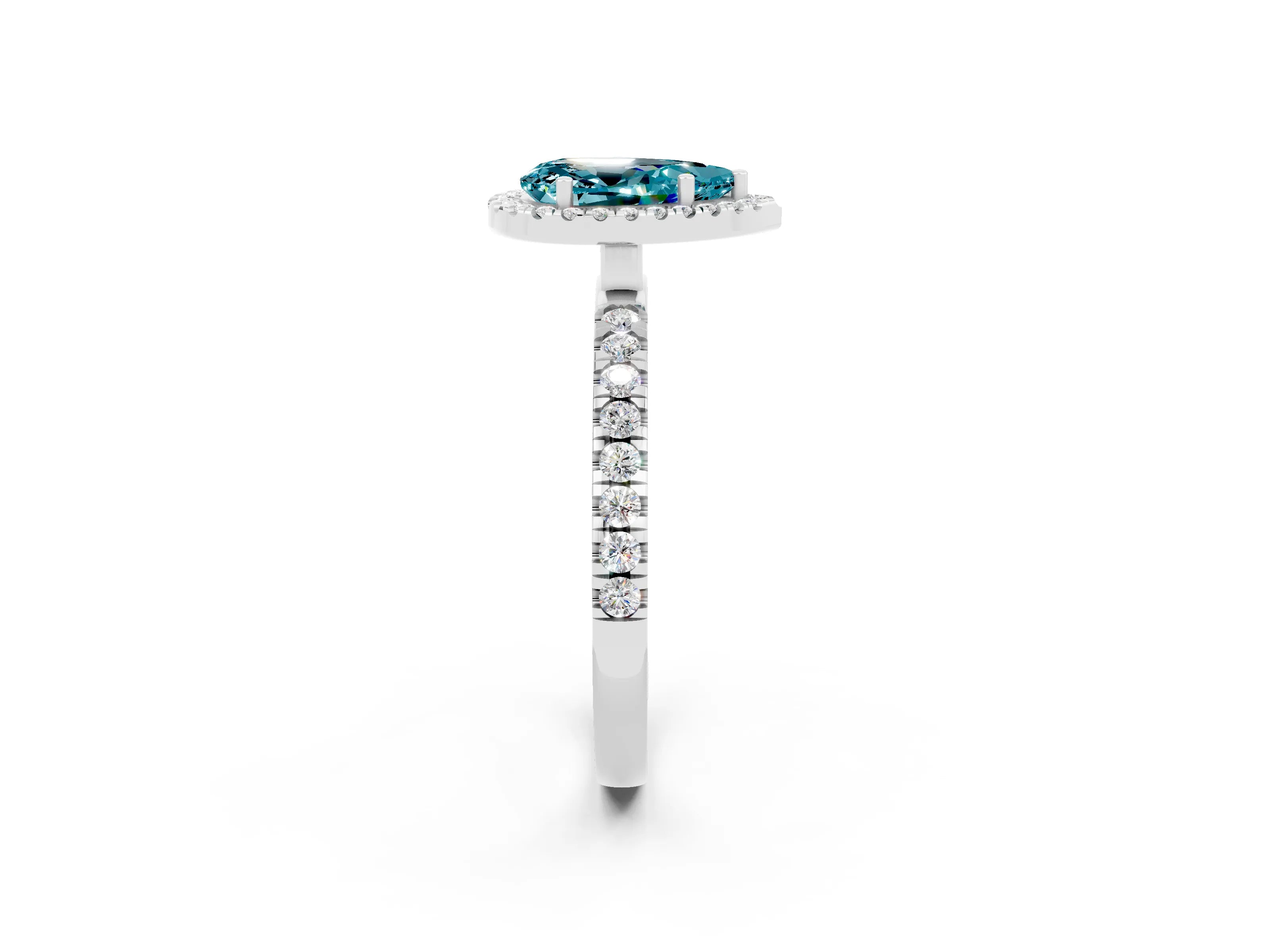 White gold Pear Cut Halo Diamond Pave Band with Prong Setting_2