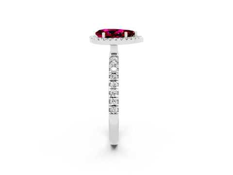 White gold Pear Cut Halo Diamond Pave Band with Prong Setting_2