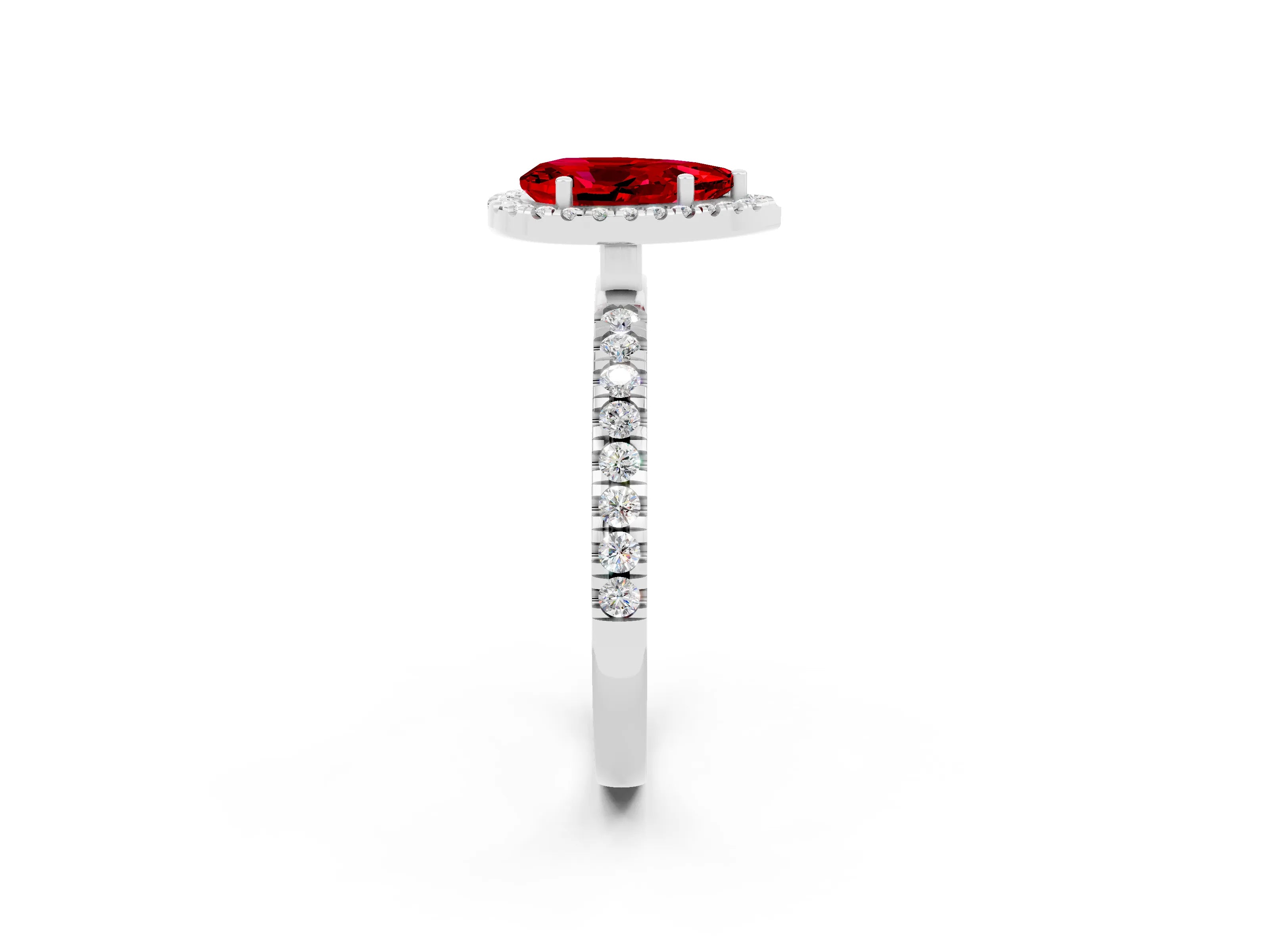 White gold Pear Cut Halo Diamond Pave Band with Prong Setting_2