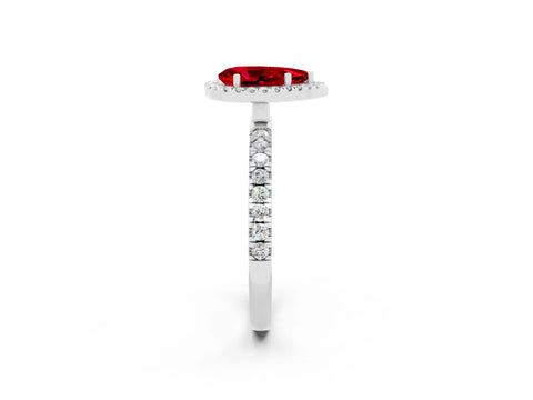 White gold Pear Cut Halo Diamond Pave Band with Prong Setting_2