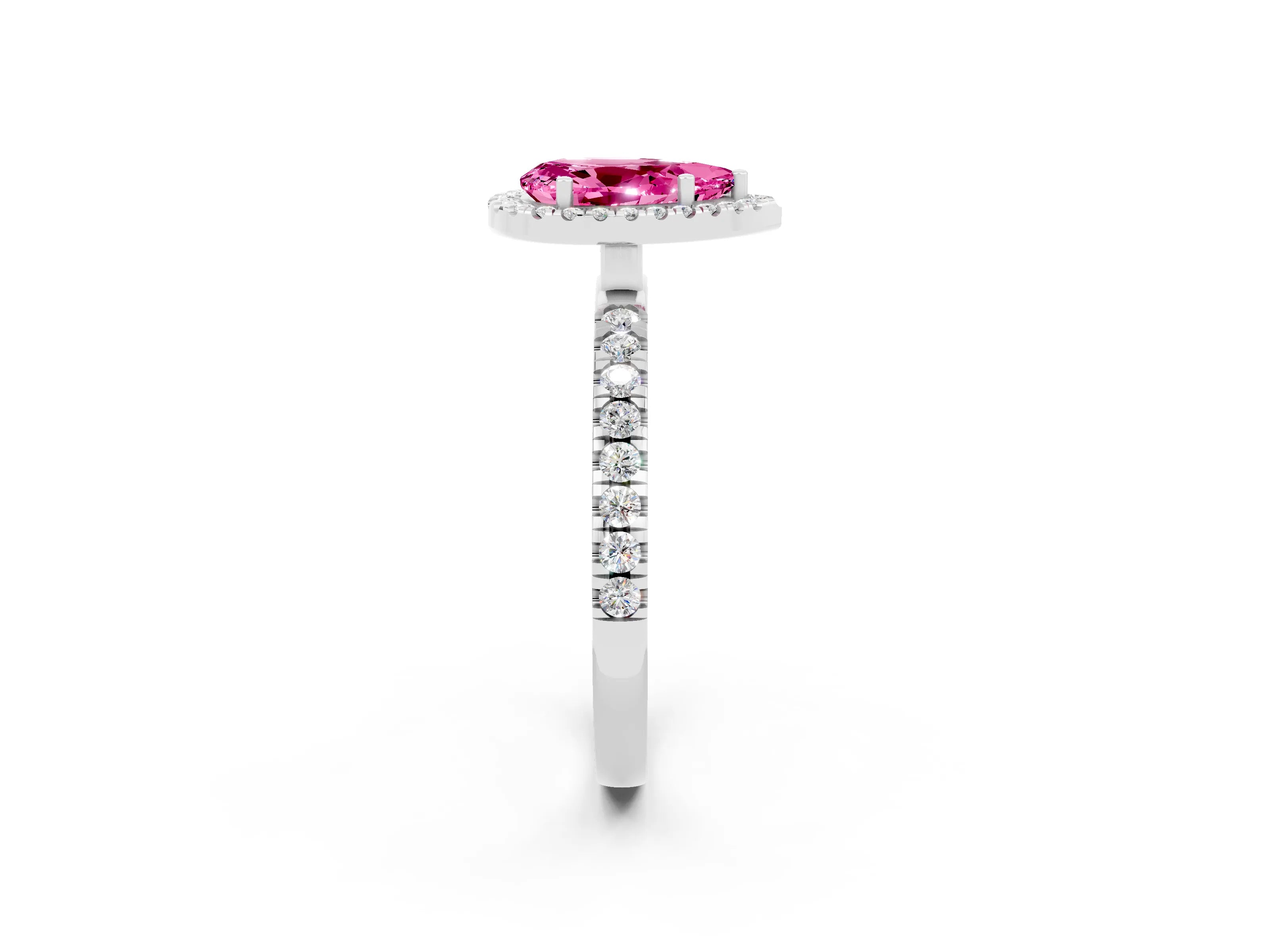 White gold Pear Cut Halo Diamond Pave Band with Prong Setting_2