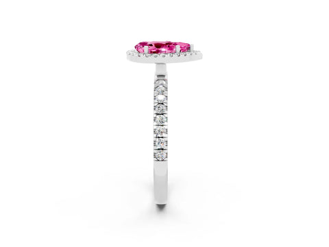 White gold Pear Cut Halo Diamond Pave Band with Prong Setting_2